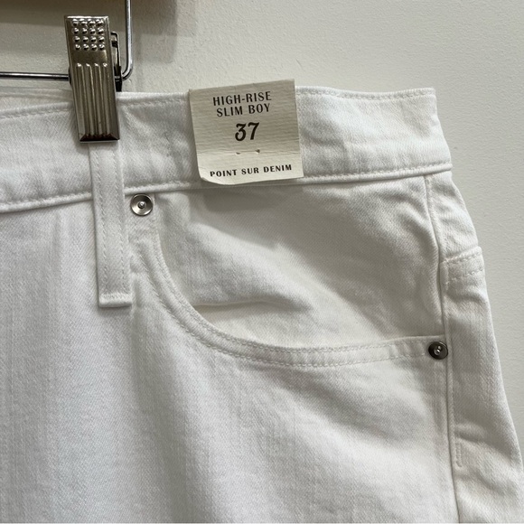 POINT SUR J. Crew High Rise Slim Boy Distressed White Jeans Plus Size 37 US 22 - Picture 10 of 16